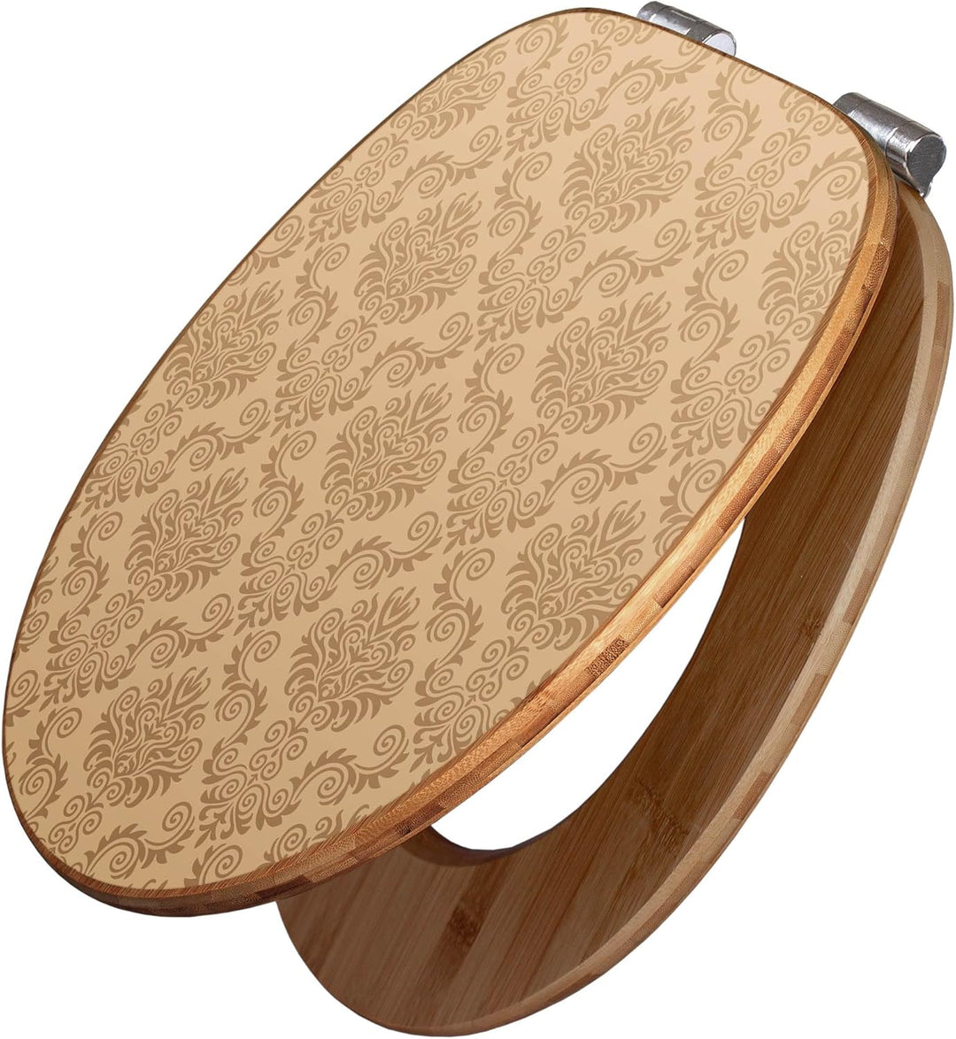 banjado® Design WC Sitz Bambus Absenkautomatik mit Motiv Geigetapete/Toilettendeckel mit Absenkautom