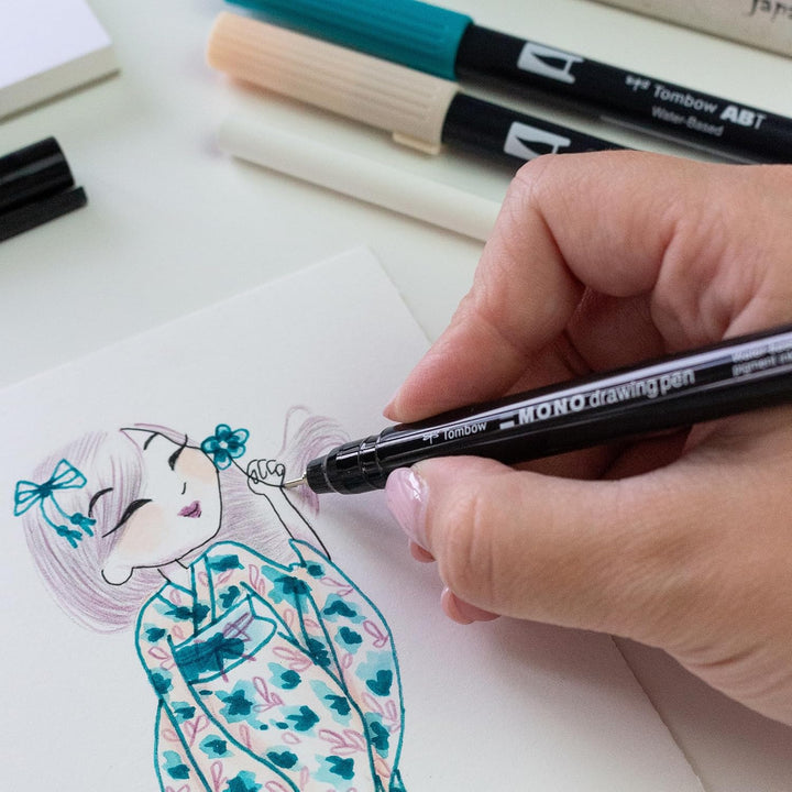 Tombow Creative Set Japan Edition Miss Kimono Set, 2 ABT Dual Brush Pens, MONO drawing pen & IROJITE