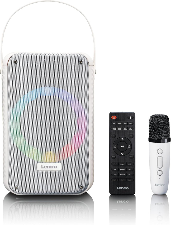 Lenco BTC-060 tragbare Karaoke-Maschine - Bluetooth 5.2-20 Watt RMS - 2 Lautsprecher - Mikrofon - Fe