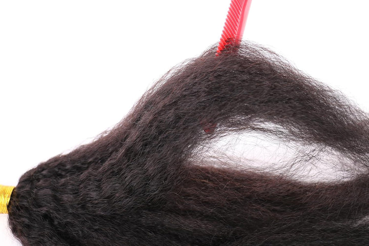 Kinky Straight Human Hair 1 Bundles Natural Black ，Yaki Straigh Brazilian Virgin Remy Hair， Grade 10