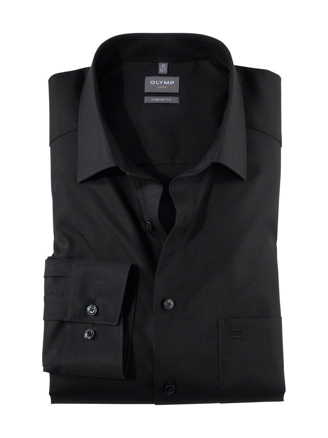 OLYMP Herren Businesshemd Langarm Luxor,Einfarbig,Comfort fit,New Kent 39 Schwarz 68, 39 Schwarz 68