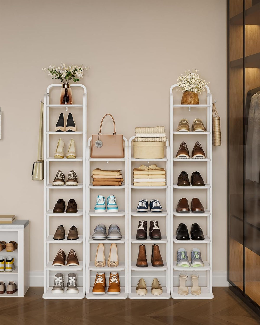 Hzuaneri Vertikales Schuhregal, 6-Stöckige Schuhregale, Schuhturm für Kleine Räume, Freistehend, Ver