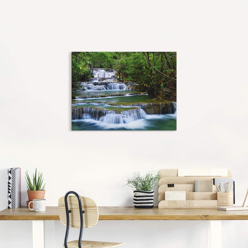 ARTland Leinwandbilder Wandbild Bild auf Leinwand 80x60 cm Natur Landschaft Wasserfall Wald Thailand