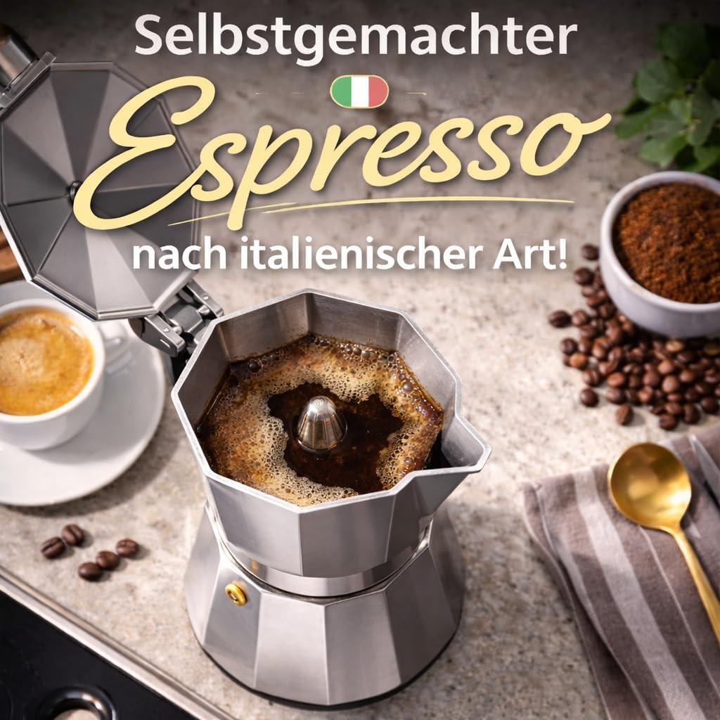 Espressokocher Induktionsgeeignet aus Aluminium – Mokkakanne für alle Herdarten – Zubereitung nach i