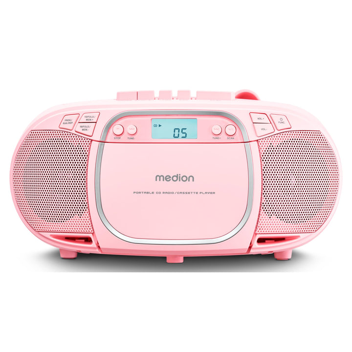 MEDION E66476 Stereo Sound System (Boombox, CD-Player, MP3, Kassette, tragbarer Kassettenspieler für