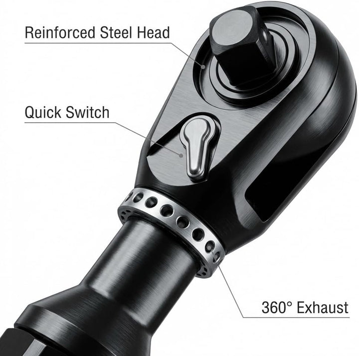 QWORK® Druckluft Ratschenschrauber , 1/2" / 12.5mm , 85 N.M maximales Drehmoment, 1/2"