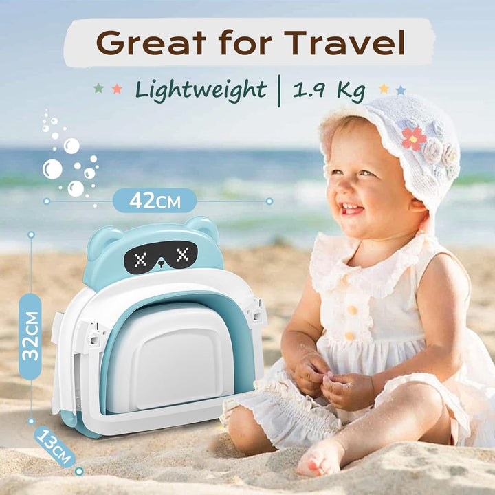 COOSEYA Baby Badewanne für 0-18 Monate, Faltbare Babybadewanne mit Weichem Polster und Temperaturemp