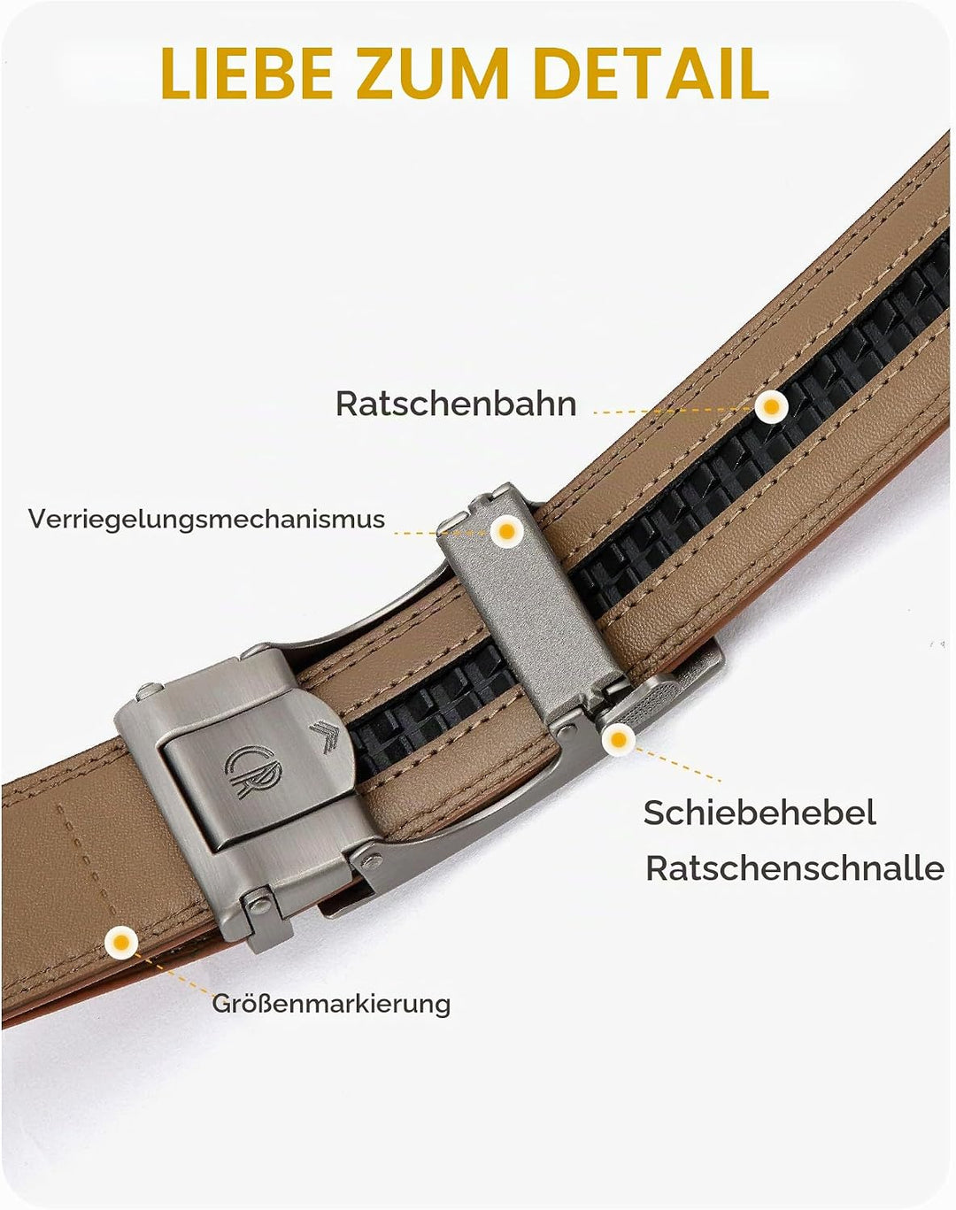 CHAOREN Automatik Gürtel Herren, Ledergürtel Herren, 35 mm Breit, Kürzbar | Präzise Anpassung für pe