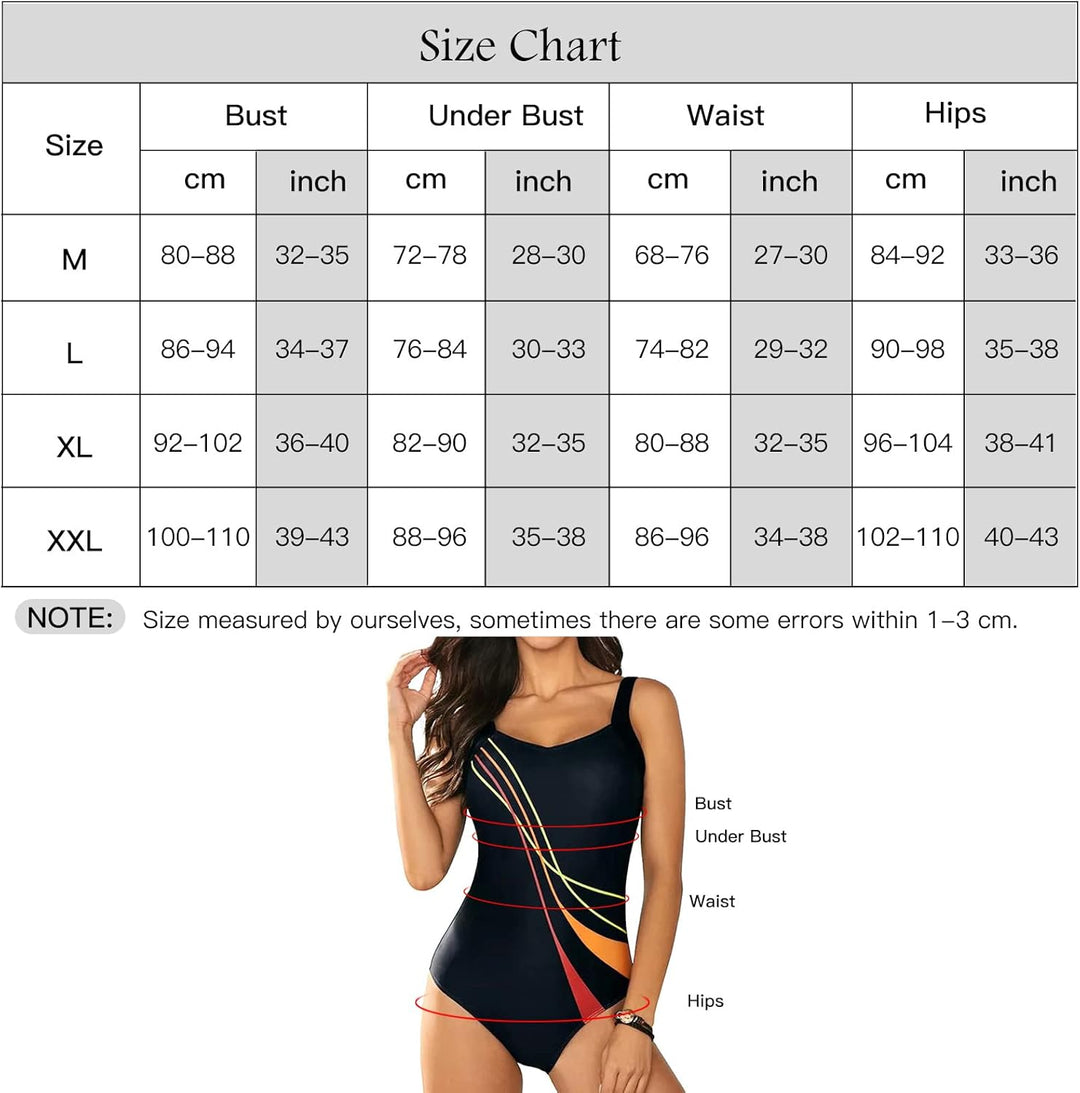SUGSHYN Badeanzug Damen Bauchweg Bademode Push Up Einteiler Badeanzug Sport Swimsuits Monokini Schwa
