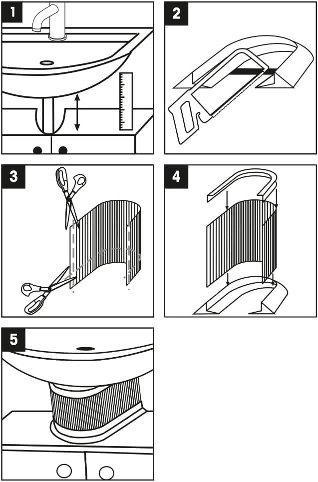 Fackelmann Siphonverkleidung zuschneidbar – Praktische Rohrverkleidung in Weiss, Flexibles Design, 5