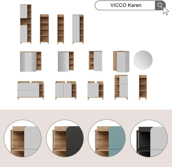 Vicco Badmöbel Set Karen, Sonoma/Anthrazit, 2 Teile Set 1 Anthrazit, Set 1 Anthrazit