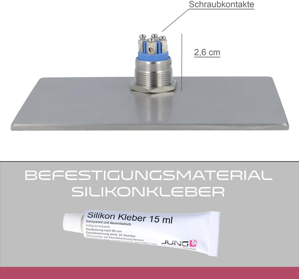 Jung-Edelstahl-Design V2A Edelstahl Türklingel London1 Motiv Rose. Klingelschild mit Gravur 12x8 cm.