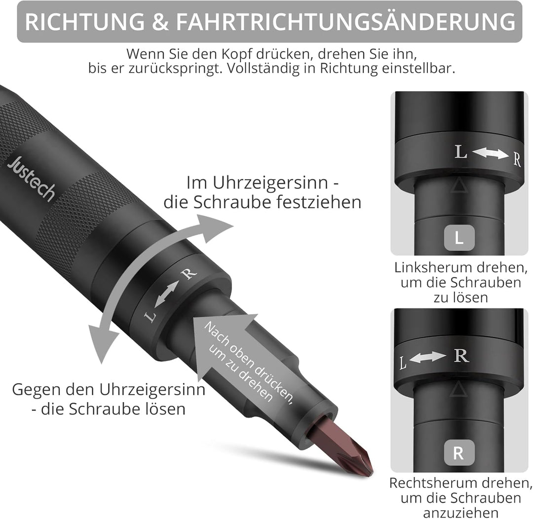 Justech Handschlagschrauber Schlag-Schraubendreher Set – 12-teilig 1/2" Antrieb Reparaturwerkzeug, C