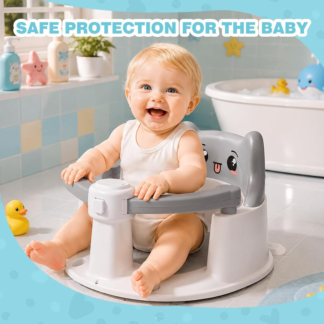 Baby Badewannensitz ab 6 Monate, Rutschfester Badesitz mit Saugnäpfen, Sicherer Sitz für Badewanne &