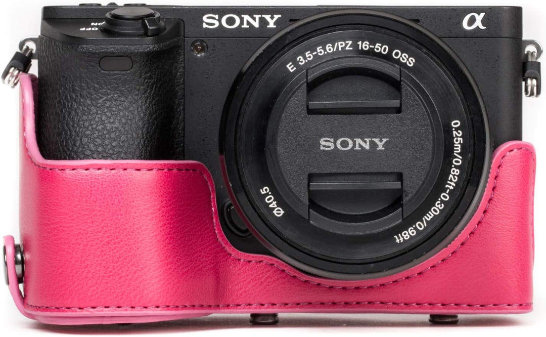 MegaGear Sony Alpha A6500 (16-50 mm) Ever Ready Leder Kamera-Case mit Trageriemen und Batteriezugang