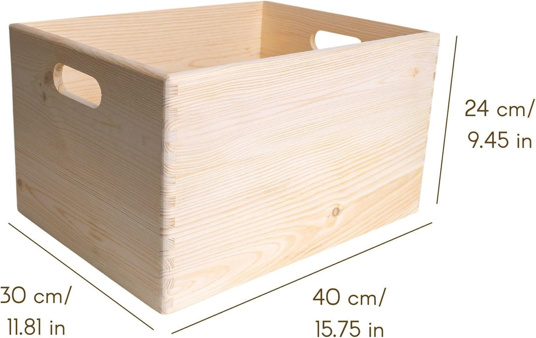 Creative Deco XXL Grosse Holzkiste Obstkiste Korb Ostern | 40x30x24cm (+/-1cm) | mit Griffen ohne De