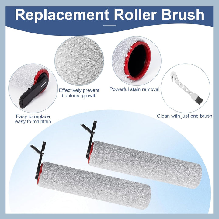 Bürstenrolle Filter Ersatzteile für Mova X4 Pro/X4 Plus Nass Trockensauger Zubehörset，2 Bürstenrolle