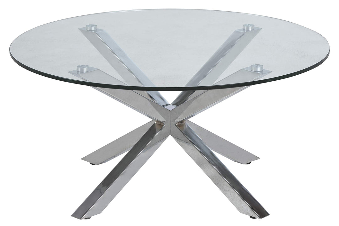 AC Design Furniture Heather runder Couchtisch aus Glas, Beistelltisch, Glastisch mit Metallgestell,