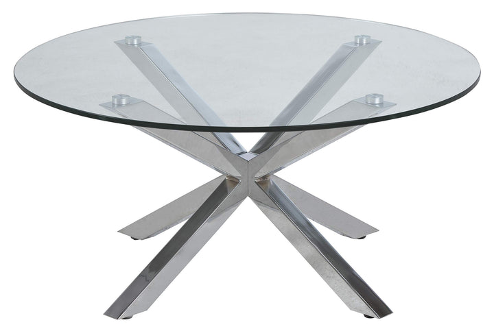 AC Design Furniture Heather runder Couchtisch aus Glas, Beistelltisch, Glastisch mit Metallgestell,
