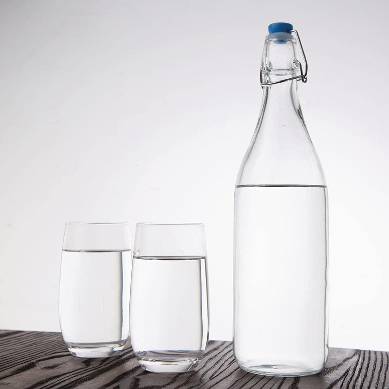 Olympia-Glasflaschen mit Stopfen, 1 Liter/35 oz (6er-Pack), klare, sichere Klappdeckel – für Wasser,