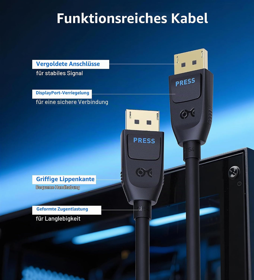 Cable Matters [VESA-zertifiziert] Matters 54 Gbps DisplayPort 2.1 Kabel 3 m, DP54 Kabel mit 8K 165 H