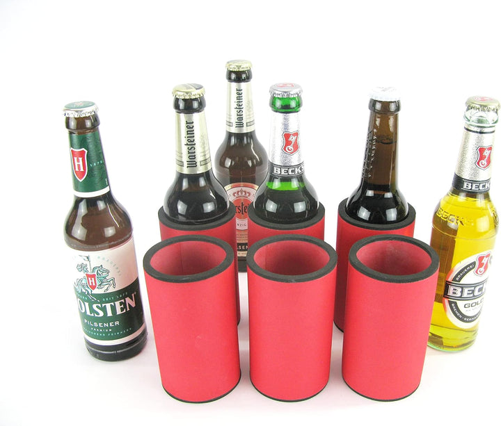6X Rote Getränkekühler - Bierkühler - Flaschenkühler für Langen 0,33L Bierflaschen aus bestem 5-6mm