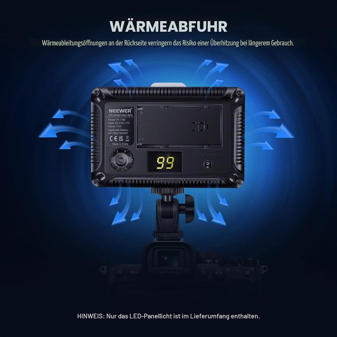 NEEWER 176 LED Videoleuchte Streaming Licht 5600K dimmbar Videolicht Panel mit 1/4 Zoll Gewinde, Key