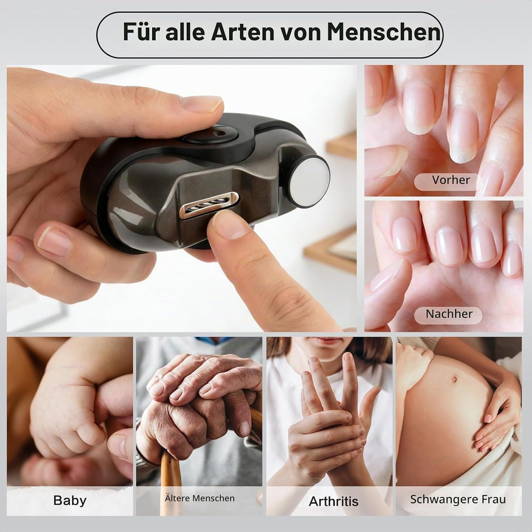 Elektrischer Nagelknipser für Senioren – 2025 Neu Nagelfräser mit LED, 3 Geschwindigkeitsstufen, Ult