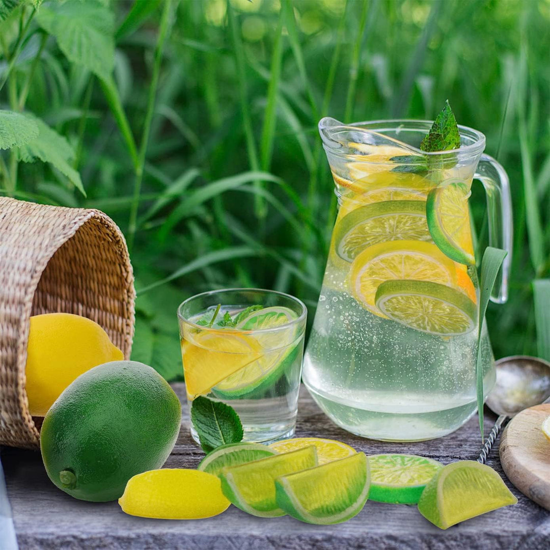 Woration Gefälschte Zitronen Limetten & Scheiben Blöcke Satz, 20Stück Künstliche Dekorative Faux Frü