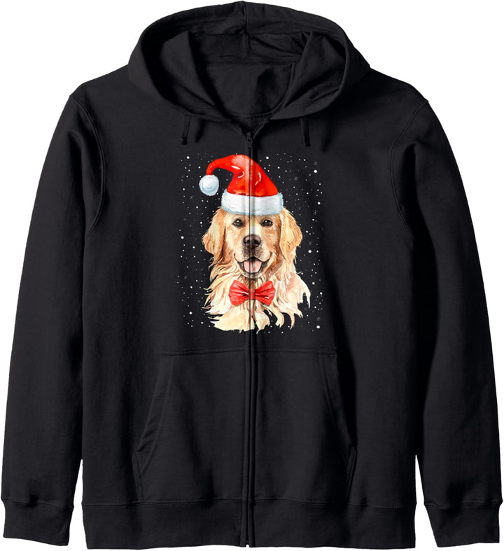 Golden Retriever Weihnachtspullover mit Weihnachtsmütze Kapuzenjacke