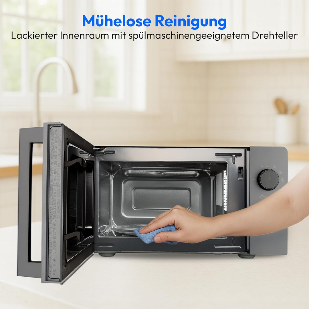 MEDION Mikrowelle klein (20 Liter, 700 Watt kompakt und platzsparend, 5 Mikrowellenstufen, Auftaufun