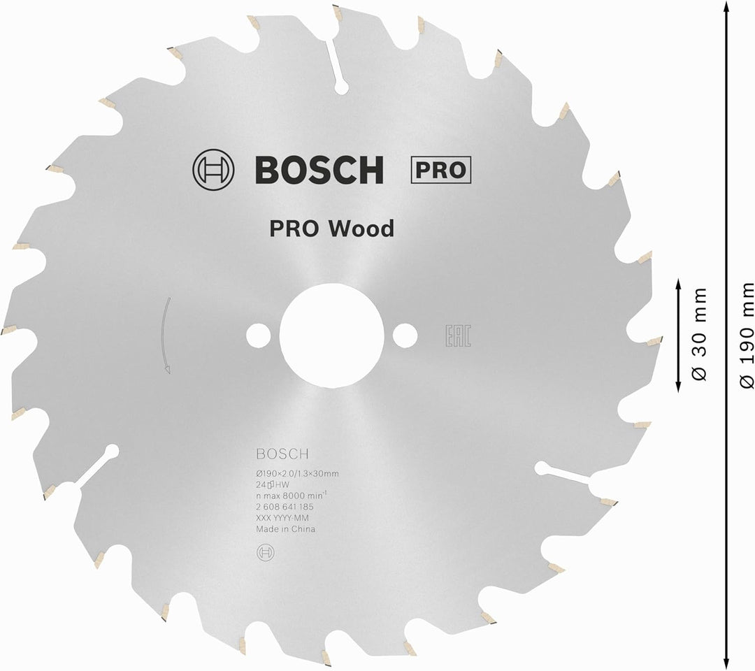 Bosch Professional Kreissägeblatt Optiline Wood (für Holz, 190 x 30 x 2,0 mm, 24 Zähne, Zubehör