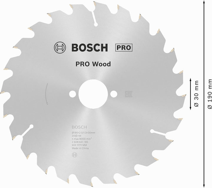 Bosch Professional Kreissägeblatt Optiline Wood (für Holz, 190 x 30 x 2,0 mm, 24 Zähne, Zubehör