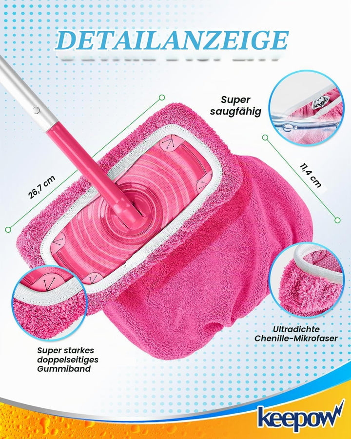 KEEPOW 8 Stück Mikrofaser Tücher für Swiffer Bodenwischer, Nass &amp; Trocken, Wiederverwendbare für Swi