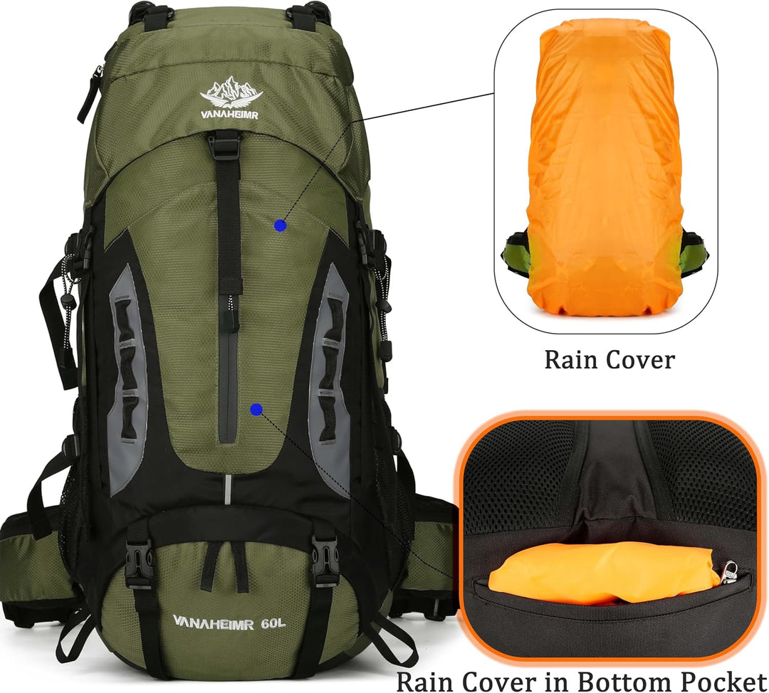60 l Wanderrucksack, Camping-Rucksack, Jagd-Rucksack für Outdoor, wasserabweisend, taktischer Rucksa