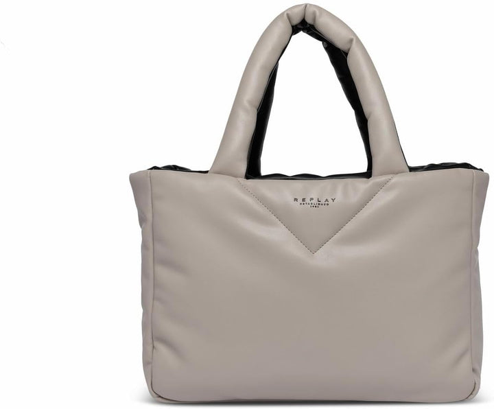Replay Damen Tote Bag Tasche Shopper aus Kunstleder, Grau (Lt Iron Grey + Black 1584), Onesize