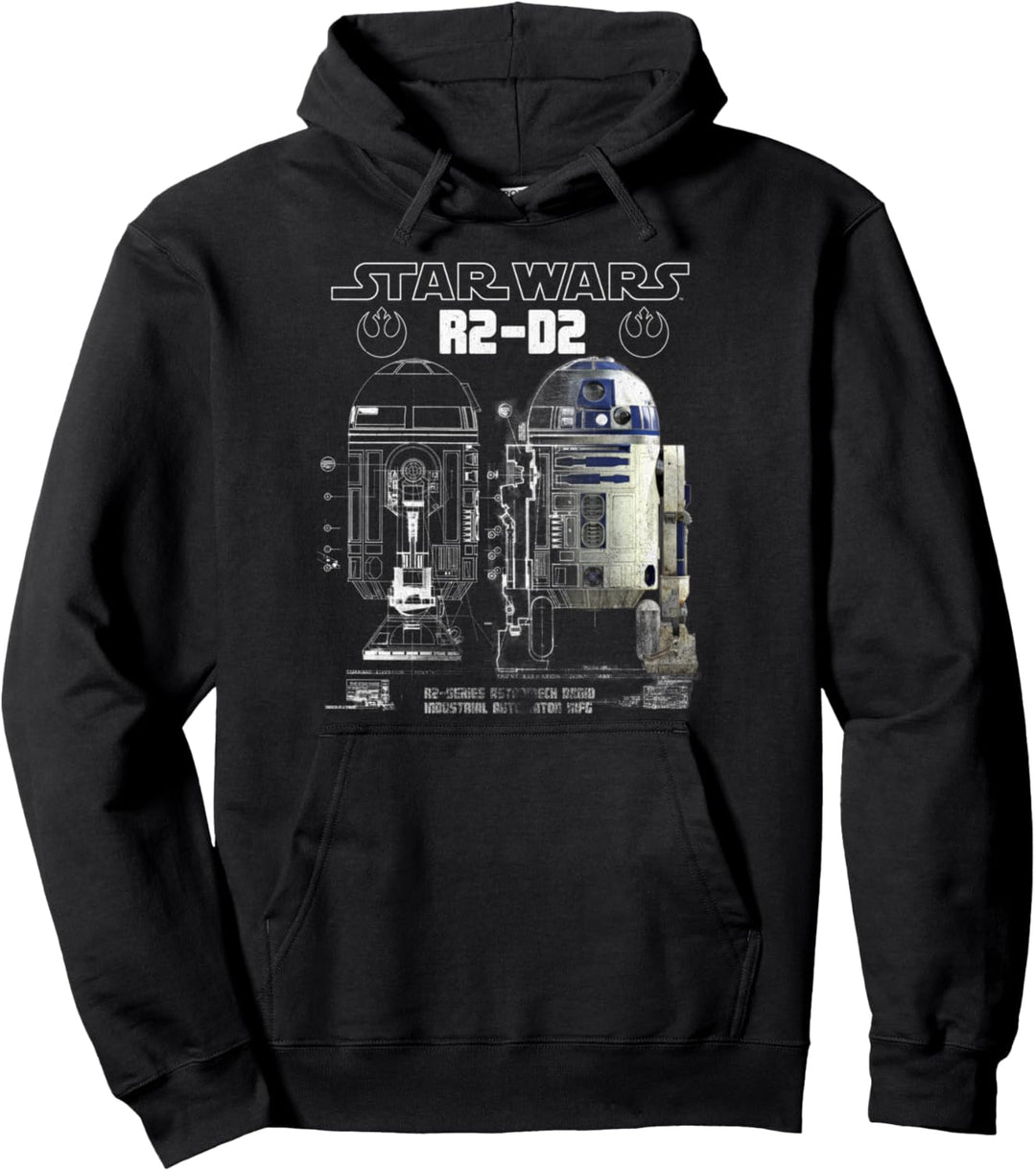 Star Wars R2-D2 Half Schematics Poster Pullover Hoodie