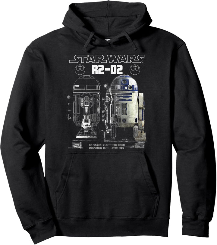 Star Wars R2-D2 Half Schematics Poster Pullover Hoodie