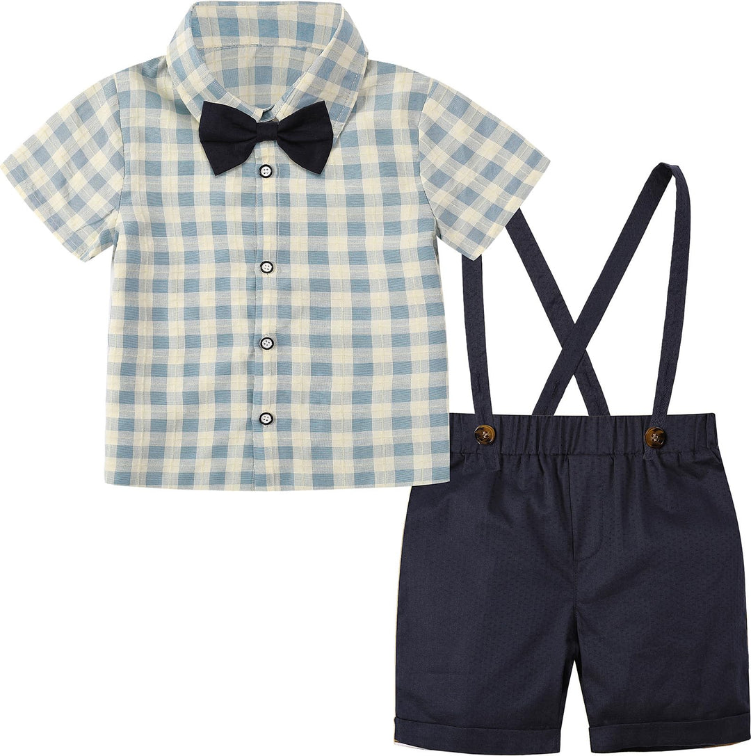 mintgreen Baby Jungen Anzüge, Neugeborenes Hemd Hose Taufe Gentleman Outfit Kurzarm Passen mit Strap
