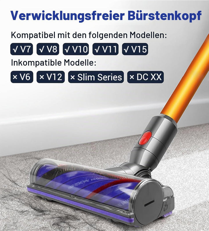 Ersatz-Staubsaugerkopf, verhedderungsfrei, kompatibel mit Dyson V7, V8, V10, V11, V15, SV10, SV11, S