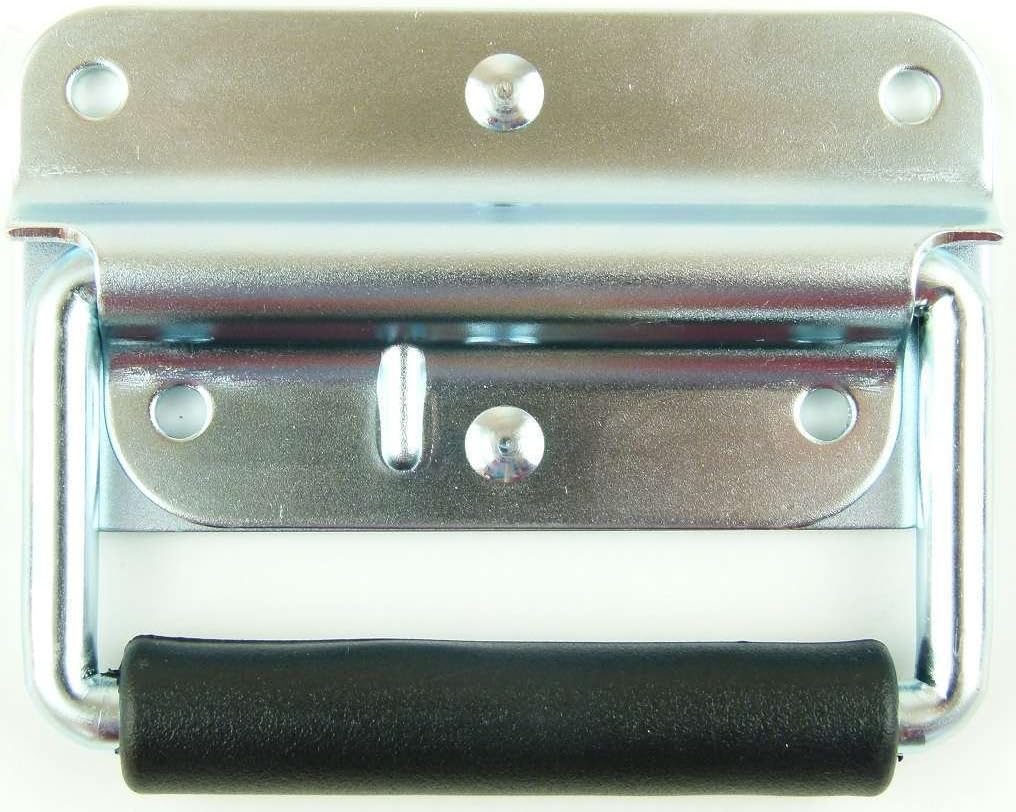 Adam Hall Hardware 3412 M12 AH - 12er Set Klappgriff/Kistengriff gefedert silber 4-Loch