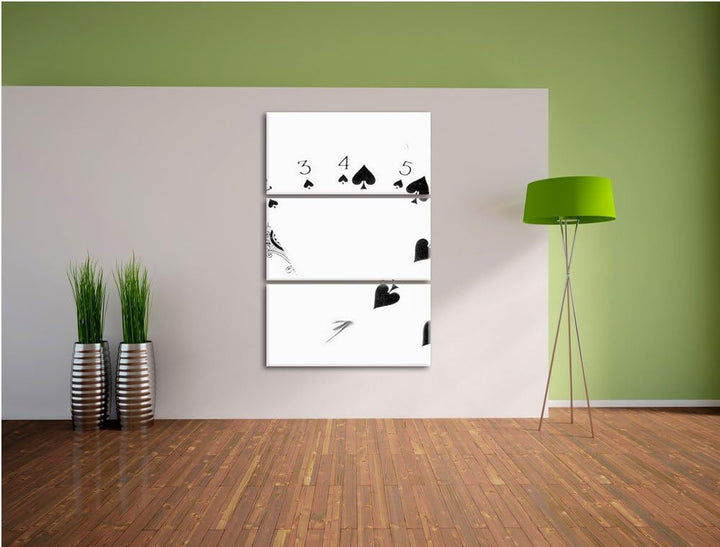 Spielkarten - Pik Strasse als Leinwandbild/Grösse: 3 Teilig (120x80) cm/Wandbild/Kunstdruck/fertig b