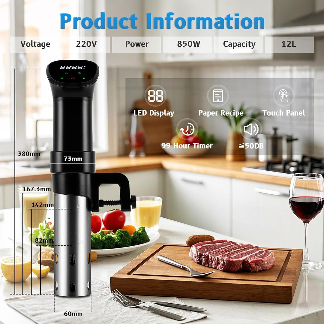 MXBAOHENG Sous Vide Stick 850 W Sous Vide Garer für Behälter bis 12 L Sous Vide Maschine Temperaturb