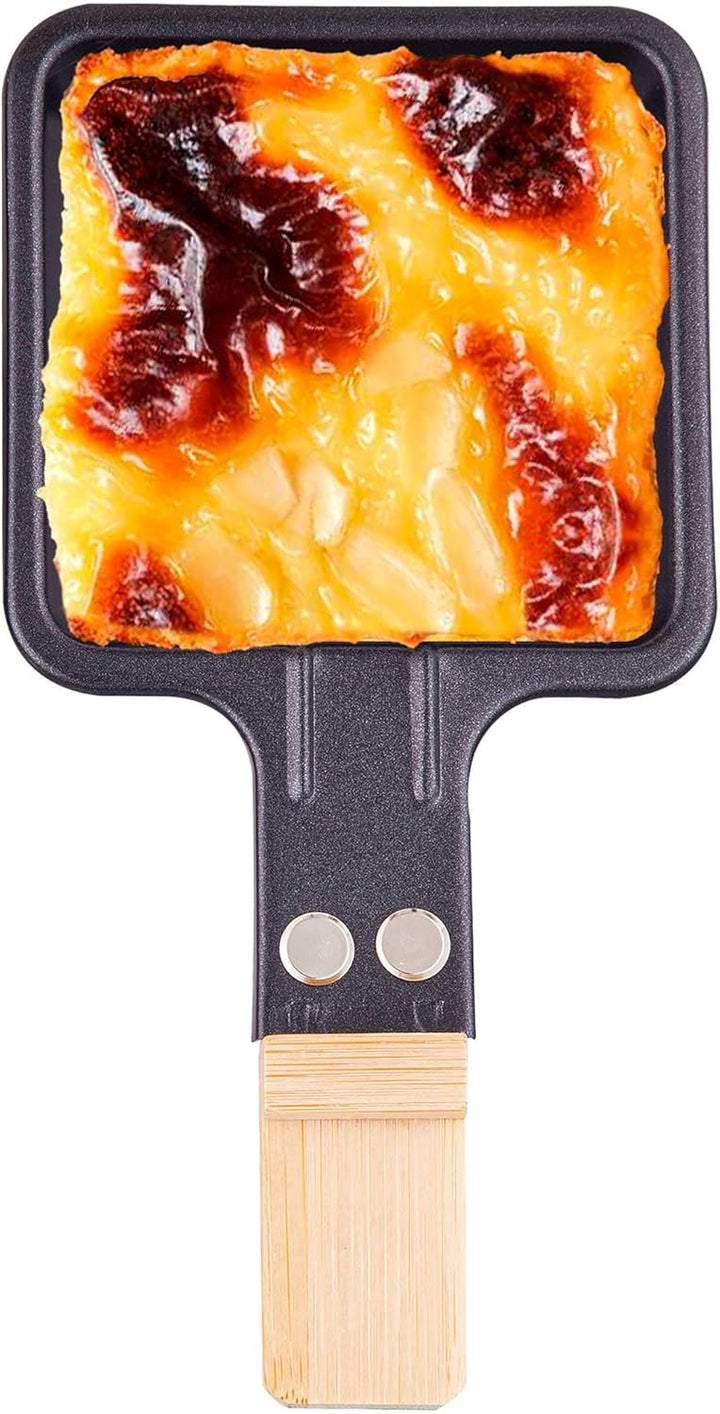 Syntrox Germany Raclette Grill Pfännchen viereckig mit Bambusgriff (1)