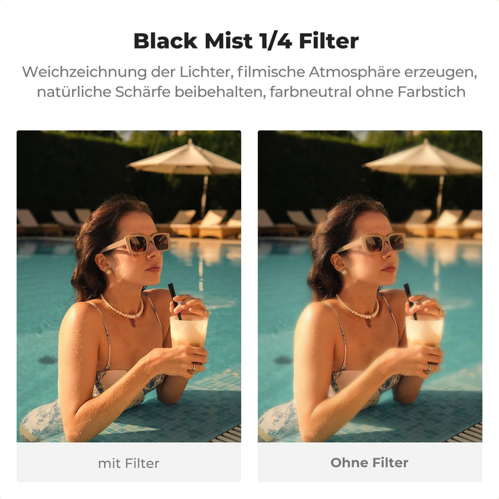 K&amp;F CONCEPT Black-Mist 1/4 Filter Kompatibel mit Fujifilm Kamera X100-Serie,Black Promist 1/4 Filter