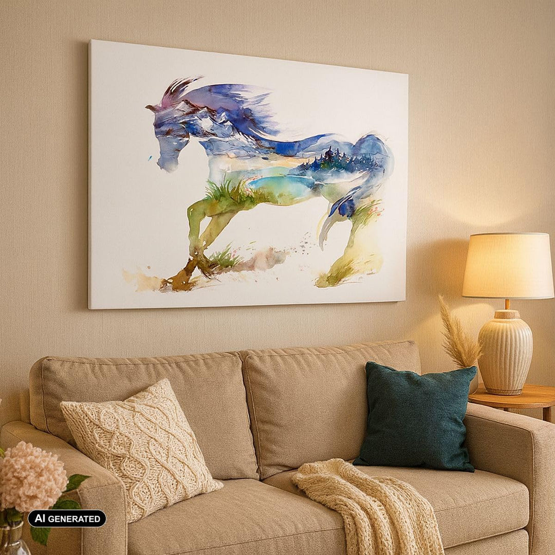 Bilder auf Leinwand 100x70cm Leinwandbild Pferd Natur arabien ethnische Gross Wanddeko Bild Schlafzi