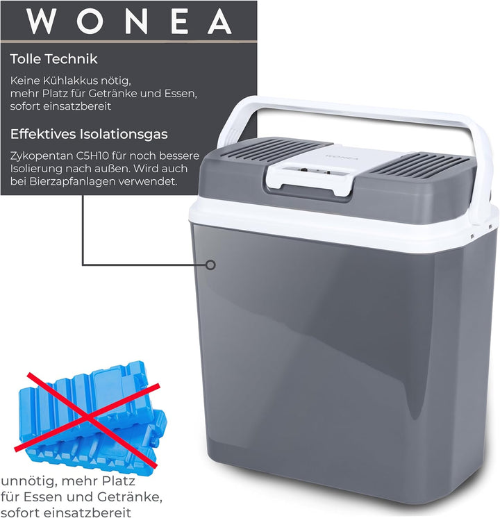 24 Liter Kühlbox elektrisch 12V 230V KÜHLEN und WÄRMEN elektrische Kühlbox mit USB Anschluss, Thermo