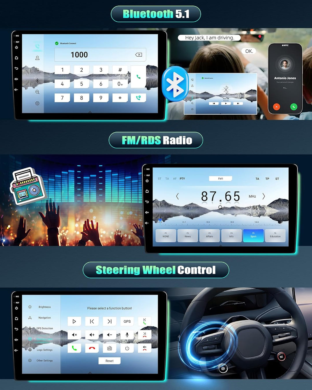 CAMECHO 4+64G Android 15 DSP Autoradio für Mercedes-Benz Smart Fortwo 2011-2015, 9 Zoll 8-Kern Bluet