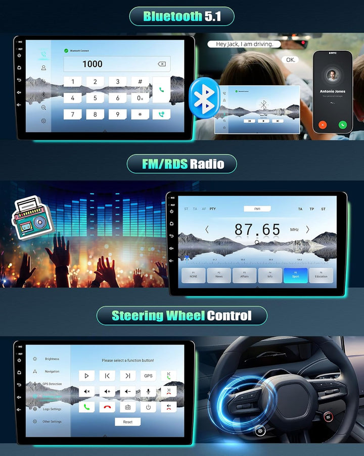 CAMECHO 4+64G Android 15 DSP Autoradio für Mercedes-Benz Smart Fortwo 2011-2015, 9 Zoll 8-Kern Bluet