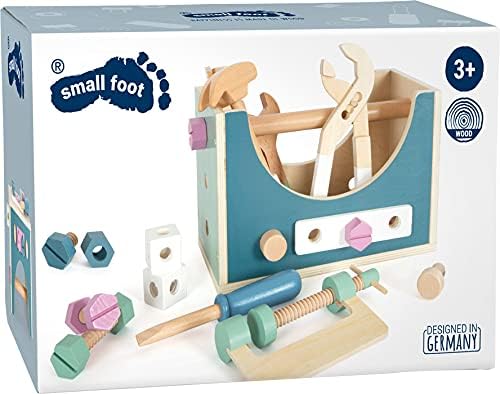 small foot Werkzeugkasten 2 in 1 "Nordic", Rollenspielzeug ab 3 Jahren, mit Kinderwerkzeugen aus Hol